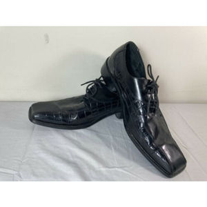 Stacy Adams Men's Size 8 Black Leather Croc Mock Print Oxford Dress Shoes